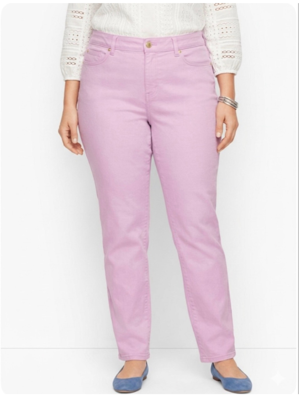 Talbots Boyfriend Jeans Plus 14W Light Pink